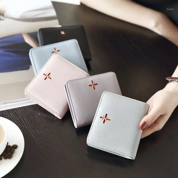 

wallets hasp women cute fold leather small purses & female card holder coin pocket ladies short clutch carteira1, Red;black