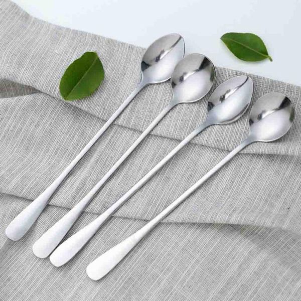 

spoons spoon long handle stainless steel teaspoon creative ice cream coffee dessert soup cocktail kitchen tableware accessori