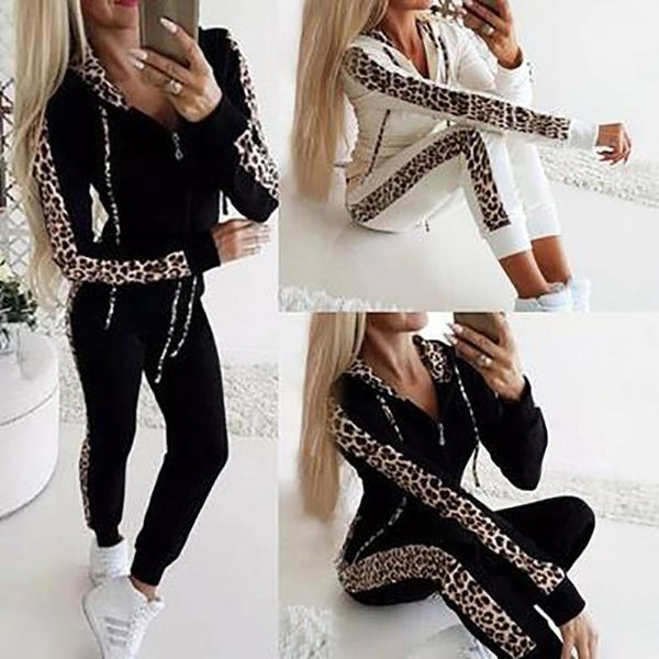 

fashion spring autumn casual women clothing set long sleeve hoodies pants tracksuit sweatshirt pant suit jogging outwear1, White