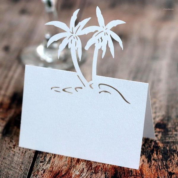 

wedding beach coconut seat card 100pcs creative table card pearl paper butterfly hollow wedding decoration 6z1