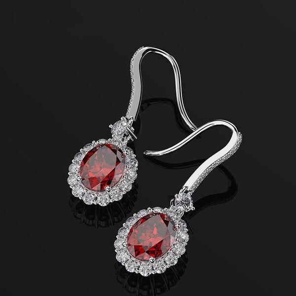 

Real Silver 925 Fine Jewelry 4 Colors Luxury Ruby Gemstone Drop Earrings for Women Christmas Earrings Dropshipping