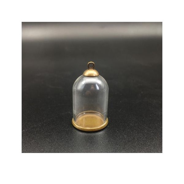 

50set 25*18mm hollow glass tube with setting base beads cap set glass vials pendant glass bottle jewelry findings crafe jlledi, Black