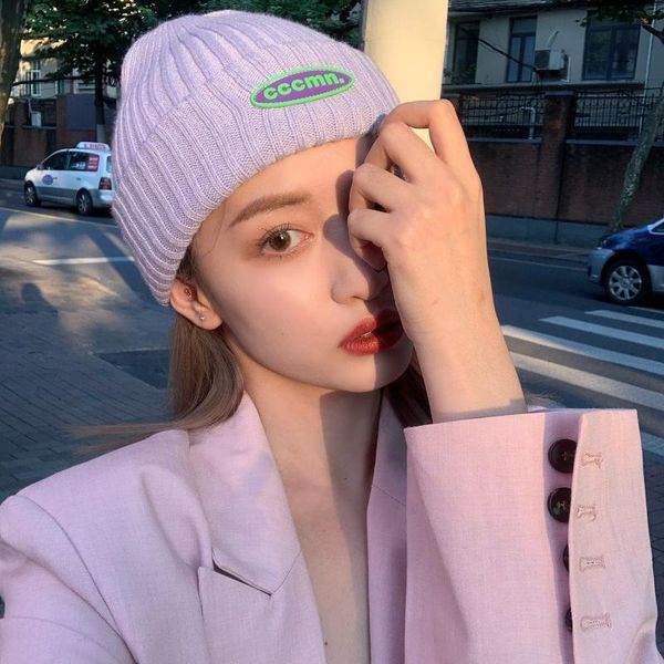 

beanie/skull caps hat women's autumn/winter warmth all-match letter knitted woolen cap pullover cold designer bonnet, Blue;gray