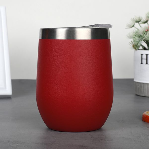 

12oz wine glass egg cups with lid stainless steel tumbler double wall vacuum beer coffee mugs kitchen bar drinkware