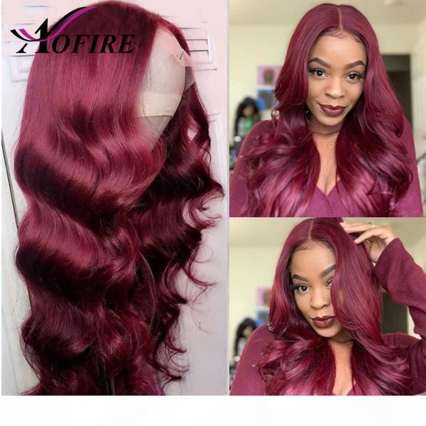 

28 inch body wave wig human hair 99j lace front human hair wigs for black women body wave lace front wig transparent wigs, Black;brown