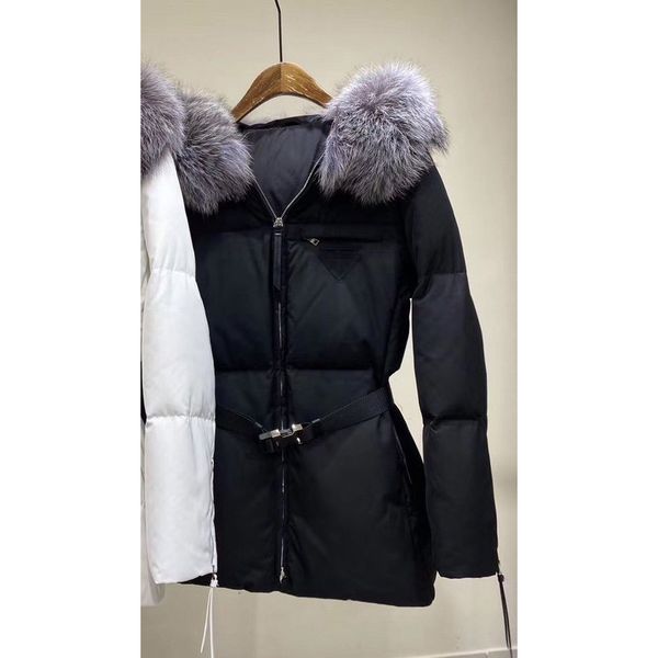

women desinger winter long parkas fashion women winter clothing windbreaker long down coat with belt 2 colors asain size s, Black