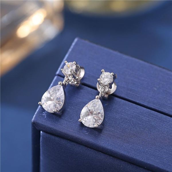 

bohemian elegant shiny crystal drop earrings for women 2021 luxury vintage crystal statement female fashion party oorbellen, Silver