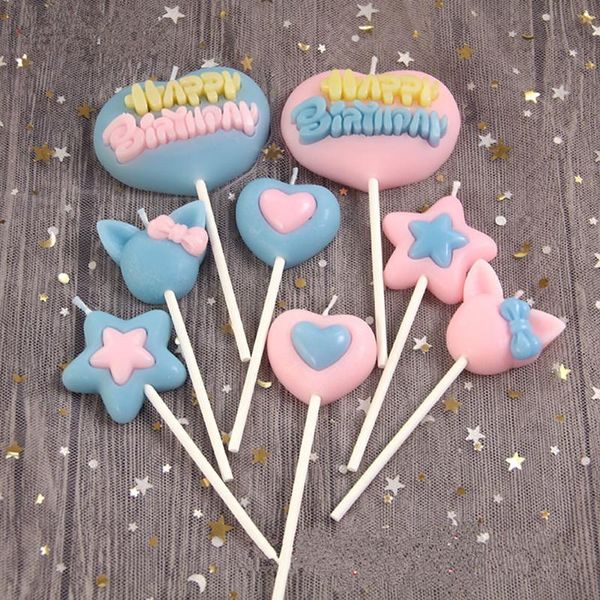 

1pcs smokeless irthday cake candle 3d heart and star birthday candles for cake decorating supplies tools party decoration bbyyfg