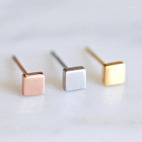 

2020 New Stainless Steel Ear Studs Earrings Gold/Silver Color Square Shaped Earrings for Women Men Fashion Jewelry1, Golden;silver