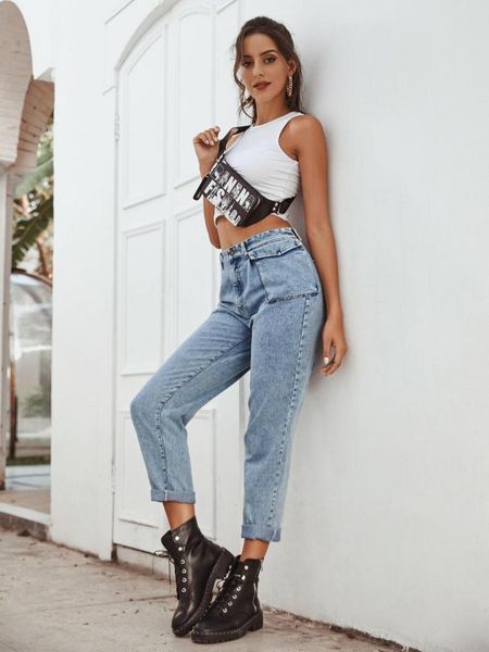 

women jeans high waist women jeans casual fashion trousers pocket trousers snowflake, Blue