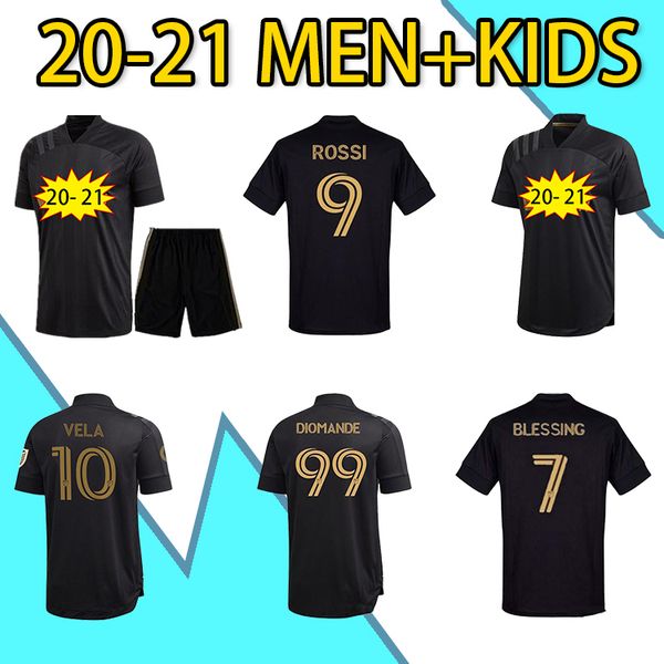 

2021 los angeles fc + kids kit soccer jerseys lafc rossi diomande vela home football shirt short sleeve jersey, Black;yellow