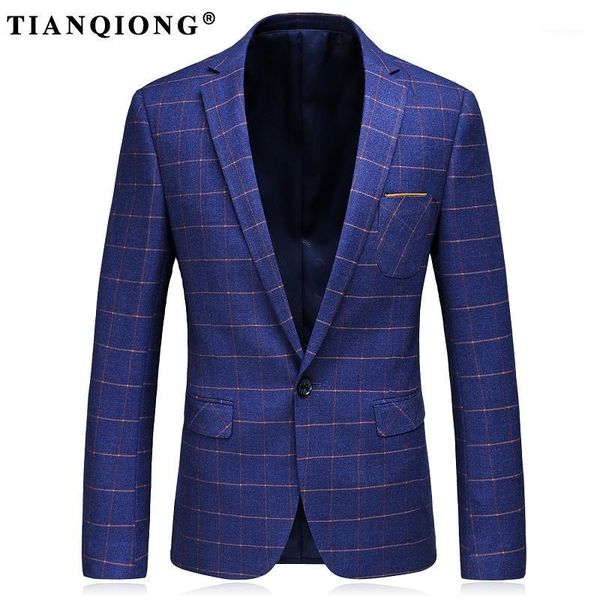 

tian qiong blazer men gray plaid wool blazer mens formal jacket blazers for stylish men's casual slim fit one button suit jacket1, White;black