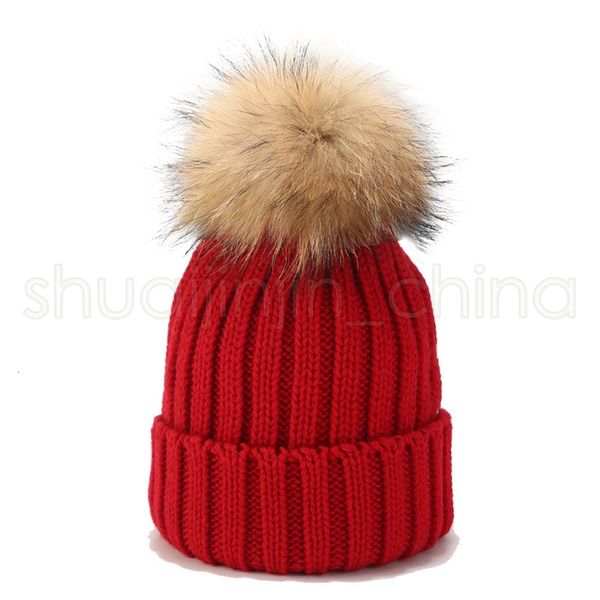 

warm kids knitted winter beanie hats cute baby bonnet pompom ball hat children outdoor weave ski cap tta1697