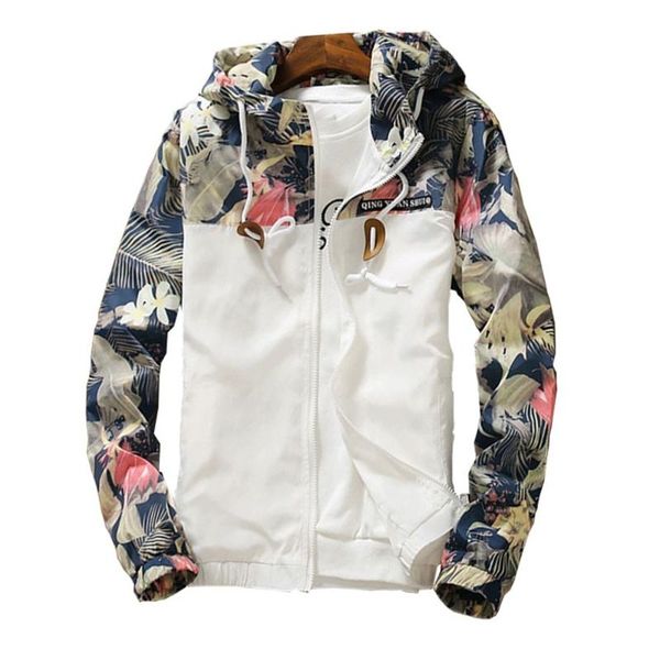 

men's jackets cofekate men clothing autumn long sleeve floral printed patchwork hoodie coat casual hooded zip up jacket, Black;brown
