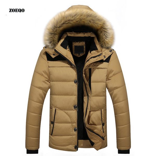 

autumn winter with fur hooded jacket men parka warm hooded fur collar coats winter jackets men overcoat warm - 5xl, Tan;black