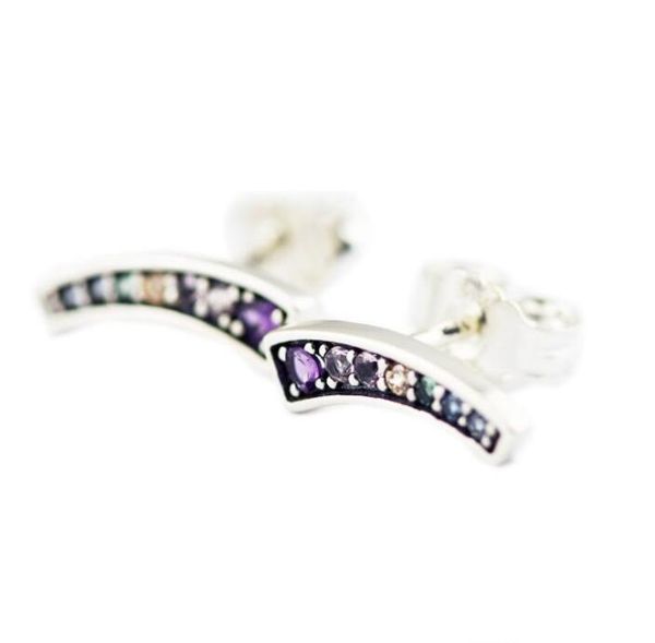 

authentic 925 sterling silver earring signature crystal for pandora style women's jewelry with originalbox, Golden;silver