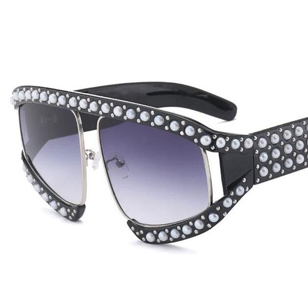 

vintage women elegant sunglasses big sun clear lens oversized designer for frame glasses eyewear shades pearl gradient luxury bdnbb, White;black