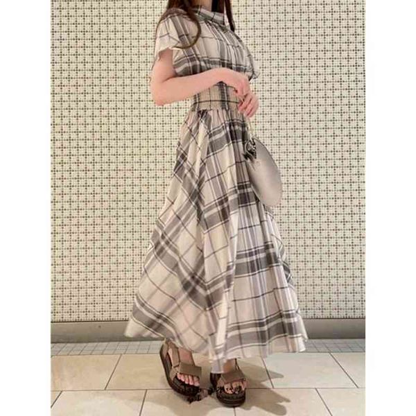 

casual dresses 2022 early autumn women stand collar drawstring ruffle sleeve slim waist pleated vestidos teleperament robe ystv, Black;gray