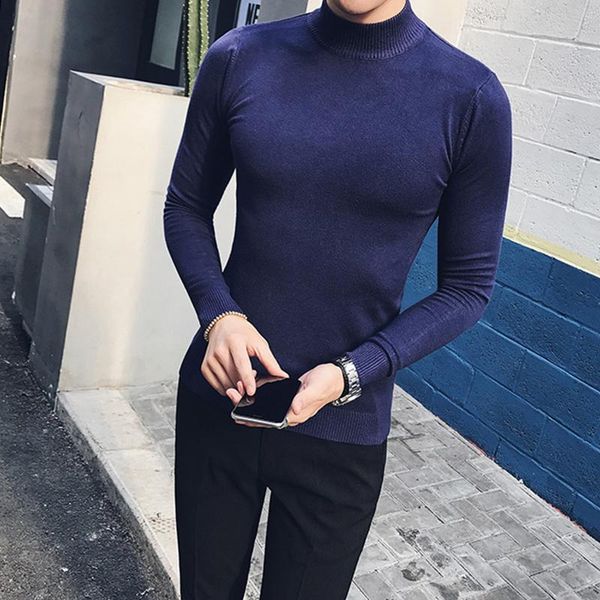 

men's vests bocromo autumn and winter half turtleneck sweater, Black;white