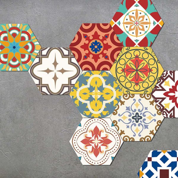 

meiji self non adhive floor pvc waterproof wear ristant ceramic hexagon tile porch living room wall paste