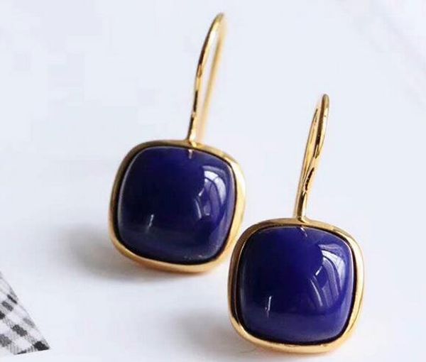 

wholesale price new white red green jade blue lapis lazuli square earring pendant jewellery, Golden;silver