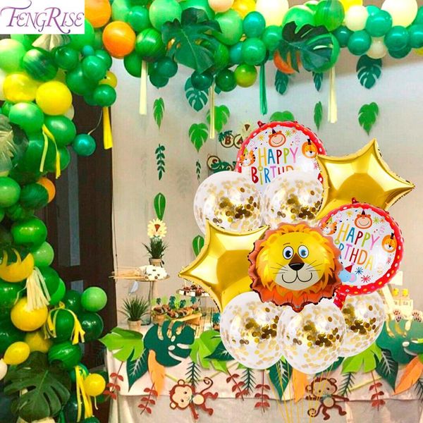 

fengrise birthday party для детей джунглей сафари украшения партии животных воздушные шары decor baby shower theme джунгли для вечеринок wmt