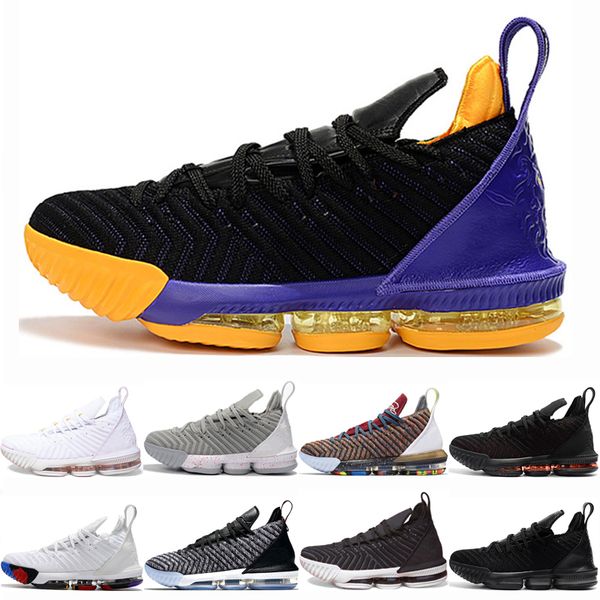 

16 lakers mens basketball shoes man 16s outdoor 1 thru 5 fresh bred triple black oreo sport sneakers size 40-46