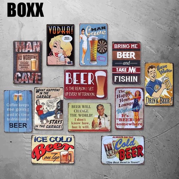 

человек пещера не работает во время питья часы винтаж олово знак бар паб домашнее декор стены ретро металлический арт плакат