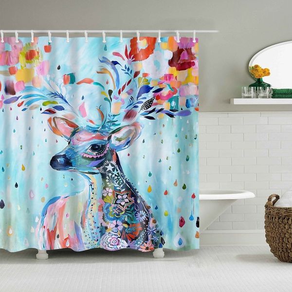 

животные бабочка лошадь deer elephant ванная душ шторы frabic водонепроницаемый полиэстер ванны занавес с крючками 180x180cm