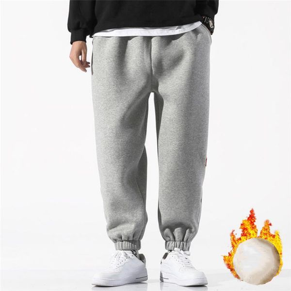 

2021 trendy sweatpants men loose trousers autumn winter outdoor sport comfortable male warm jogging pants pantalons pour hommes, Black
