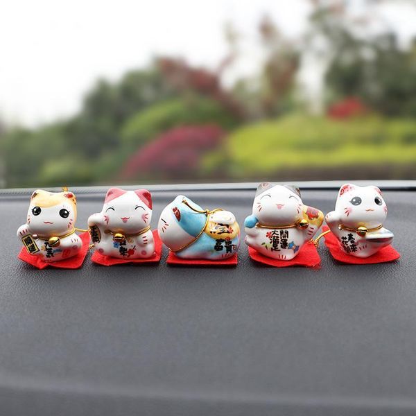 

five-piece car decoration mini home decoration doll cute creative office desklucky cat small christmas1