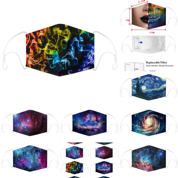 

with 2pcs replaceable pm2.5 filter reusable starry digital print cotton washable breathable dustproof masks anti sm o8mw0
