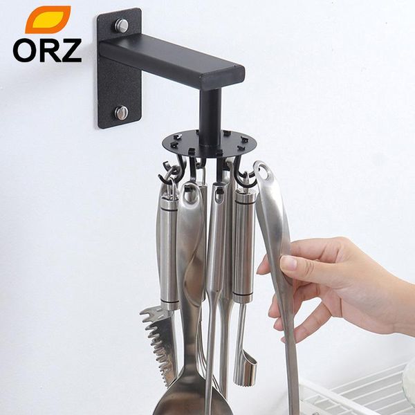 

hooks & rails wall kitchenware storage hook aluminum 360Â° rotating cookware spatula spoon hanger small items rack kitchen convenience