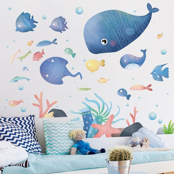 

wall stickers [shijuehezi] underwater world marine fish cartoon diy decals for house kids rooms baby bedroom decoration