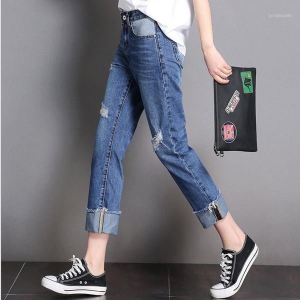 

new style 2020 fashion popular ladies solid casual woman jeans 10931, Blue
