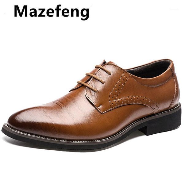 

dress shoes 2021 genuine leather men brogues lace-up bullock business oxfords male formal1, Black