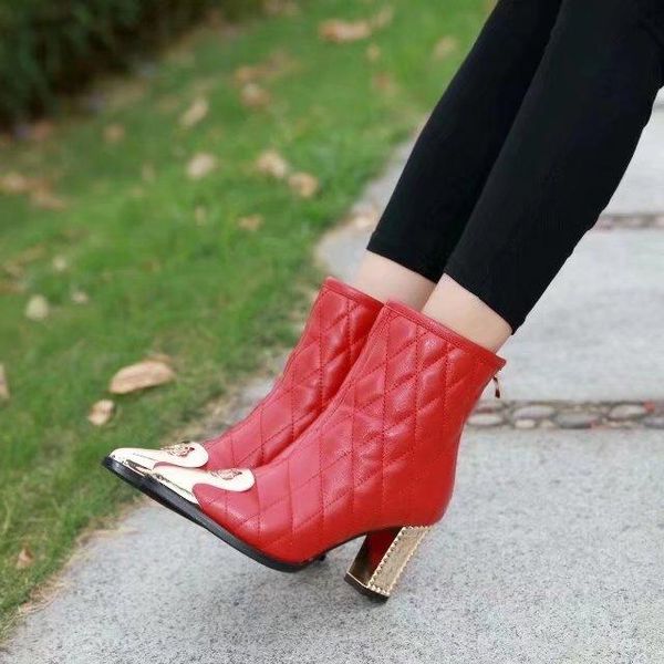 

red black pointed toe fashion boots female high heels real leather brand ladies boot red black