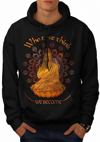 

wellcoda zen buddha yoga mens hoodie, what we think hooded sweatshirt k5as#, Black
