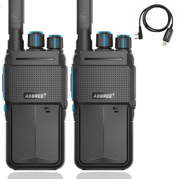 

walkie talkie 2pcs abbree ar-f2 mini portable radio station two way uhf band 400-480mhz hf transceiver bf-888s uv-5r
