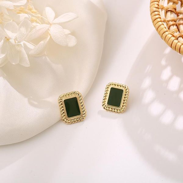 

stud 2021 fashion vintage baroque square earrings for women simple luxury boucle d'oreille pendientes jewelry accessories, Golden;silver