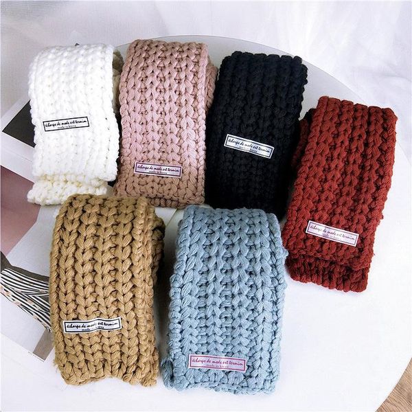 

scarves autumn and winter simplicity solid color woolen small scarf female knitted student cute warm all-matching women, Blue;gray