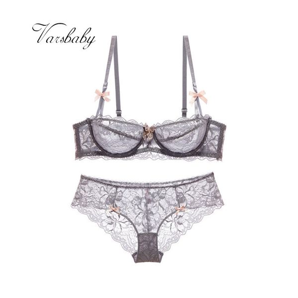 

varsbaby ladies ultra-thin lace underwear half cup comfortable breathable bra sets c1212, Black;white