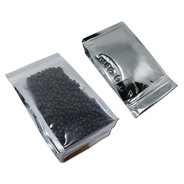 

25pcs clear silver aluminum foil zipper bag packaging stand up pouch side gusset zip lock resealable tea dried fruit beans h bbydpt