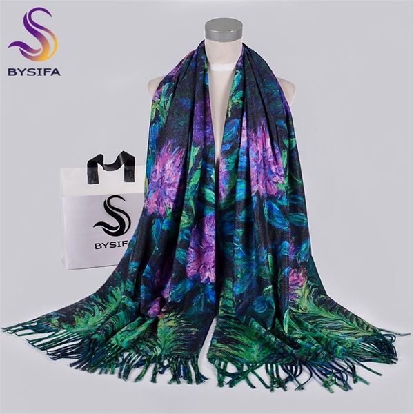 

bysifa]winter blue purple women scarves shawls wraps new design luxury spring fall neck scarf hijab warm cashmere pashmina y201024, Blue;gray