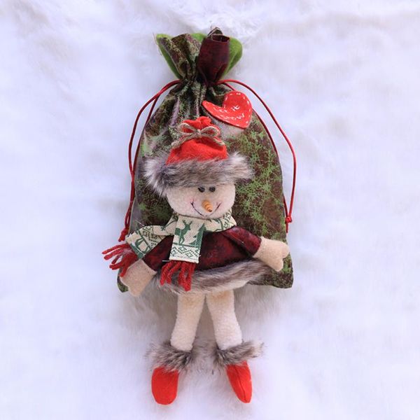

christmas large felt santa candy bag children christmas gift candy stocking bag drawstring pocket for party xmas new year