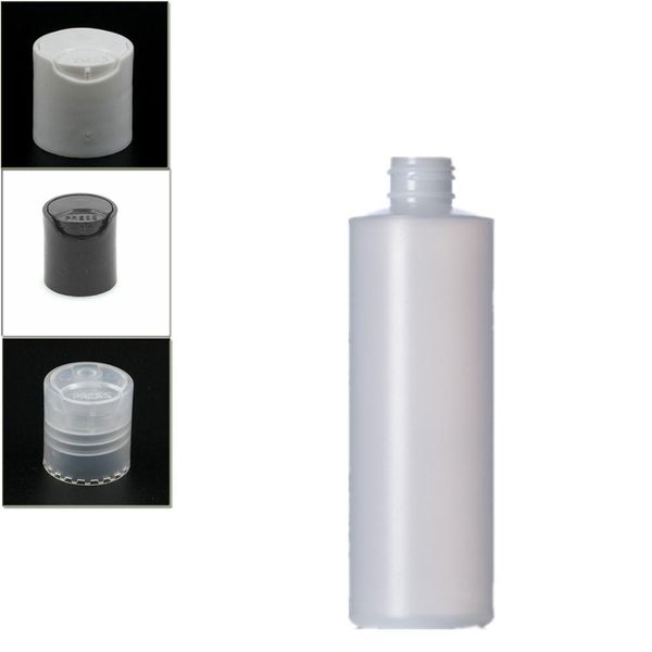 

250ml empty plastic soft bottle , natural-colored hdpe cylinder round with black/white/transparent disc caps bbyqta