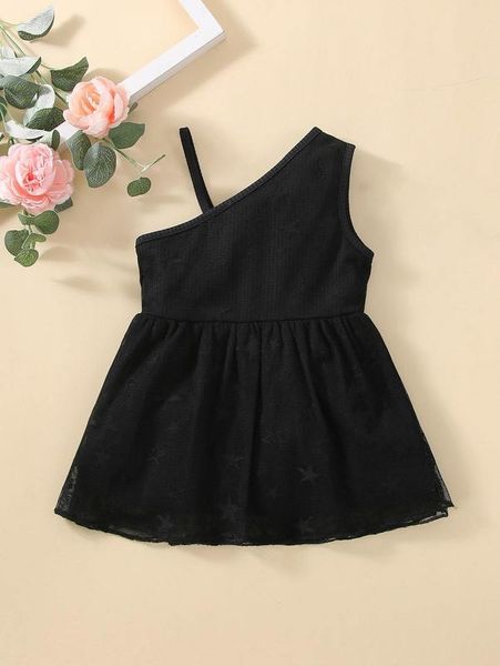 

baby asymmetrical neck solid dress she, Red;yellow