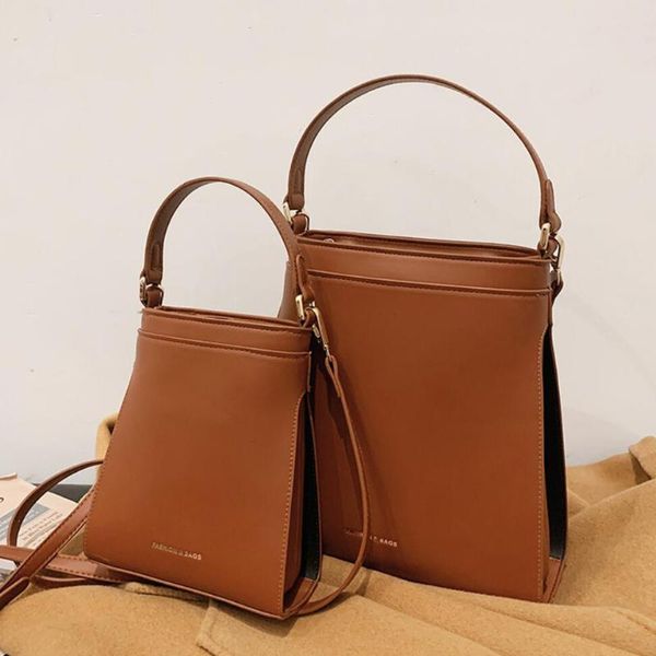 

elegant female tote bucket bag 2021 fashion new quality pu leather women's designer solid color shoulder messenger bag