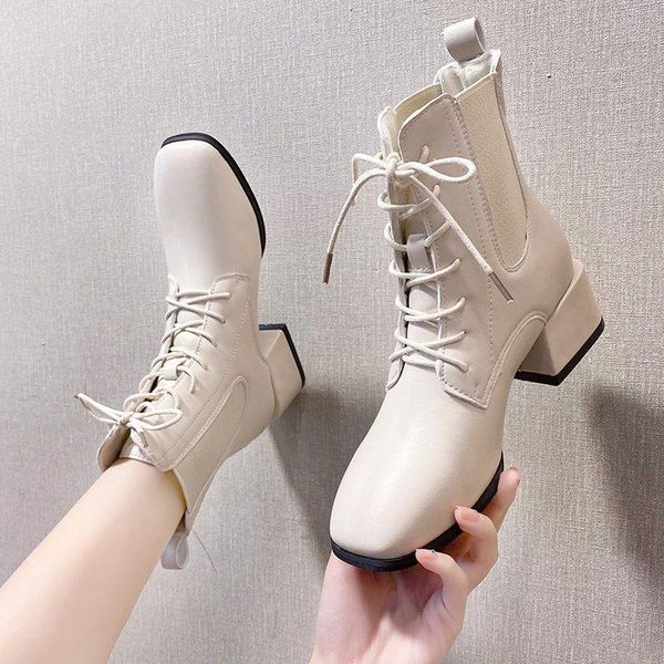 

white mid-calf boots female shoes winter footwear boots-women round toe luxury designer low ladies autumn 2020 rubber, Black