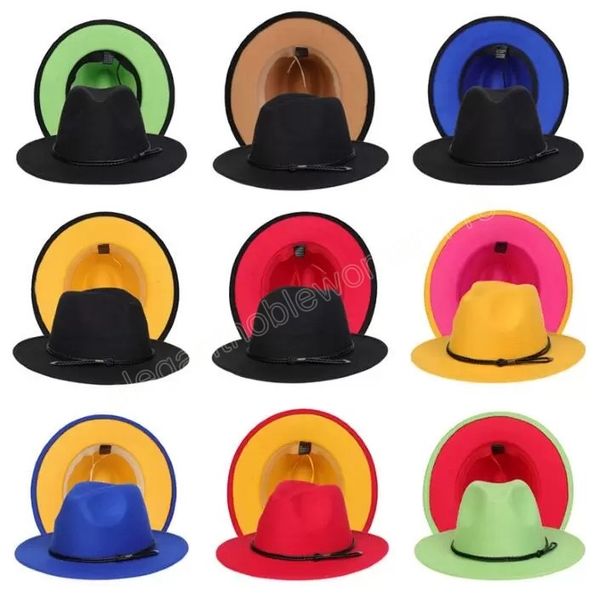 

wide brim fedora hat for women men felt hats mens hat ladies fedoras woman man jazz panama cap female male caps spring autumn winter fashion, Blue;gray